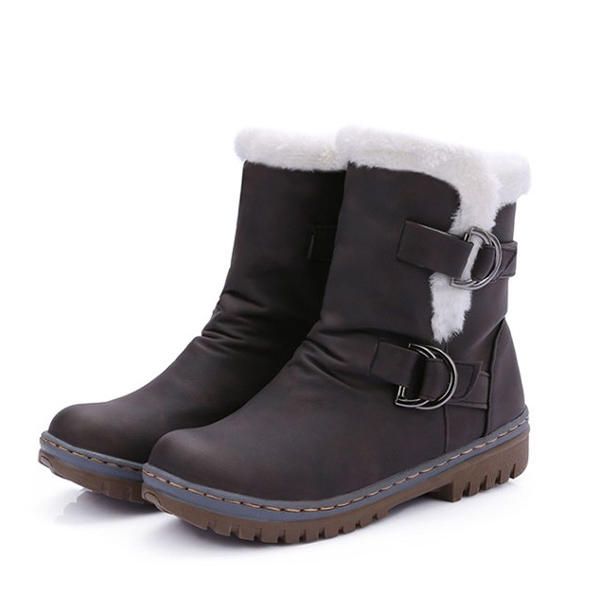 Botas De Nieve De Algodón Con Forro De Piel Para Mujer Keep Warm Buckle