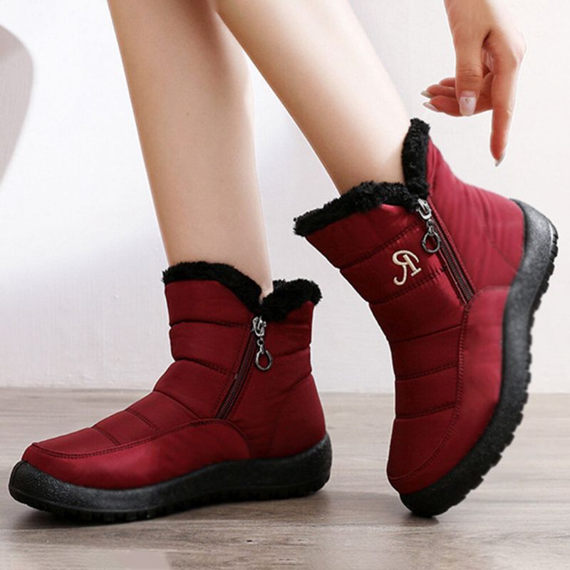 Botas De Nieve De Caña Alta Con Cremallera Antideslizante Impermeables De Talla Grande Para Mujer