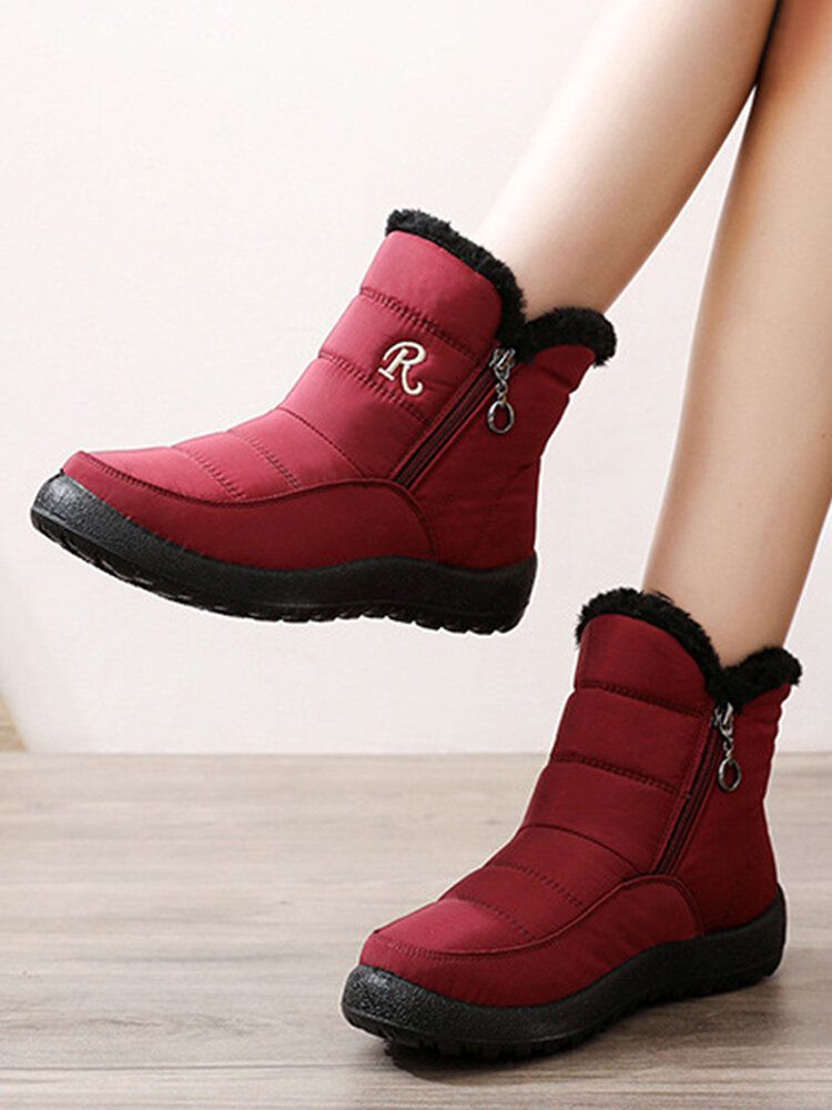 Botas De Nieve De Caña Alta Con Cremallera Antideslizante Impermeables De Talla Grande Para Mujer