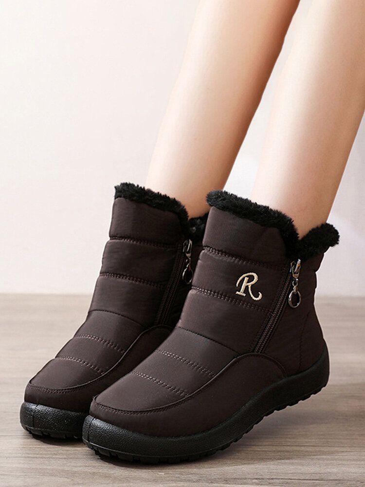 Botas De Nieve De Caña Alta Con Cremallera Antideslizante Impermeables De Talla Grande Para Mujer