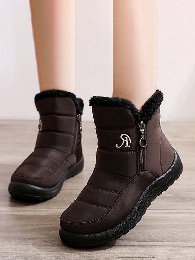 Botas De Nieve De Caña Alta Con Cremallera Antideslizante Impermeables De Talla Grande Para Mujer