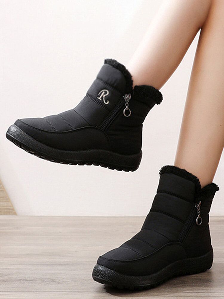 Botas De Nieve De Caña Alta Con Cremallera Antideslizante Impermeables De Talla Grande Para Mujer