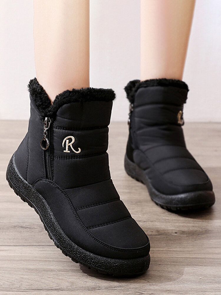 Botas De Nieve De Caña Alta Con Cremallera Antideslizante Impermeables De Talla Grande Para Mujer