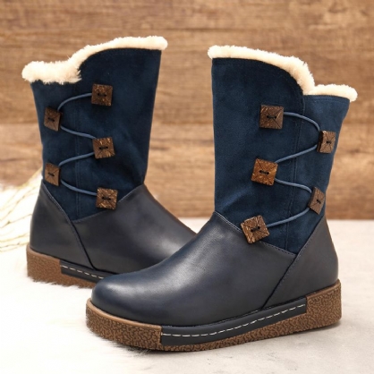 Botas De Nieve Con Cremallera Y Hebilla Cálidas De Invierno Para Mujer