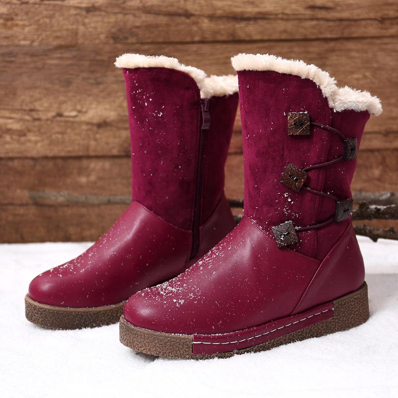 Botas De Nieve Con Cremallera Y Hebilla Cálidas De Invierno Para Mujer