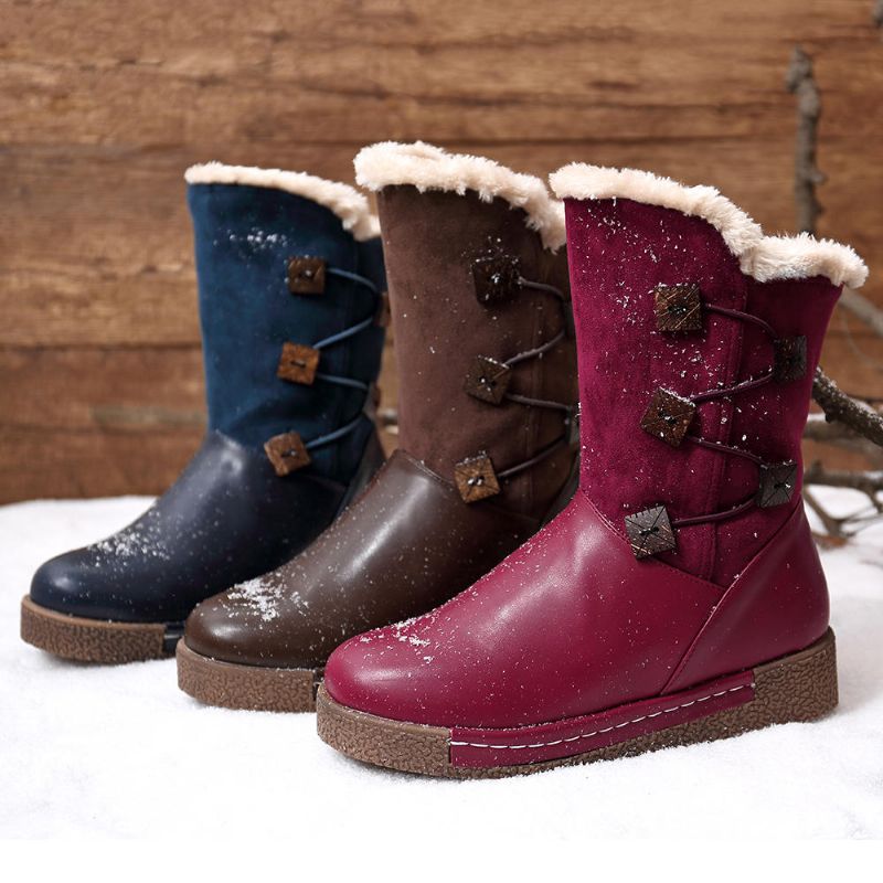 Botas De Nieve Con Cremallera Y Hebilla Cálidas De Invierno Para Mujer