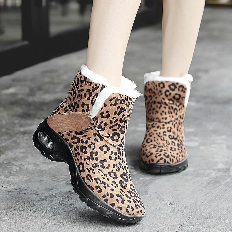 Botas De Nieve Cortas De Leopardo Antideslizantes Con Forro Cálido Para Mujer