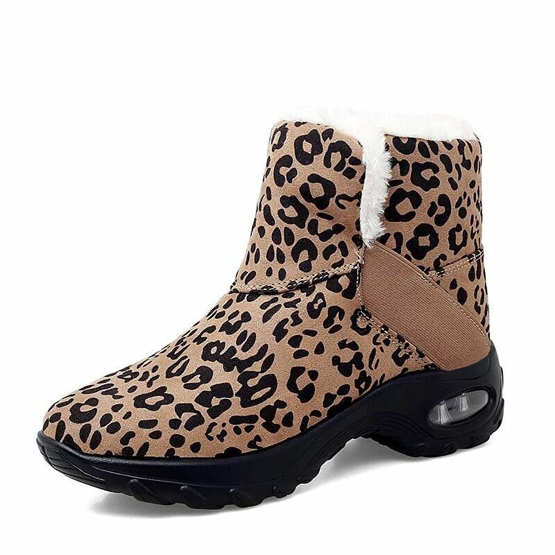 Botas De Nieve Cortas De Leopardo Antideslizantes Con Forro Cálido Para Mujer