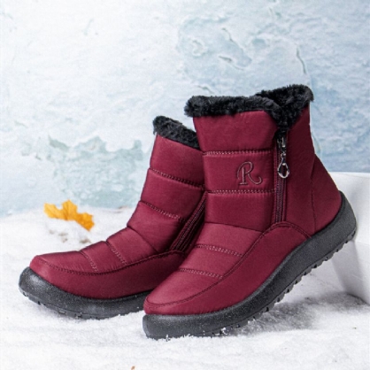 Botas De Nieve Cortas Para Mujer De Talla Grande Cómodas Impermeables Antideslizantes Con Cremallera Lateral