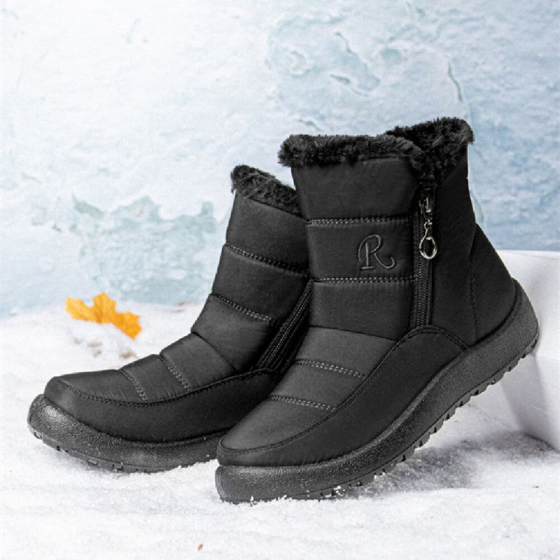 Botas De Nieve Cortas Para Mujer De Talla Grande Cómodas Impermeables Antideslizantes Con Cremallera Lateral