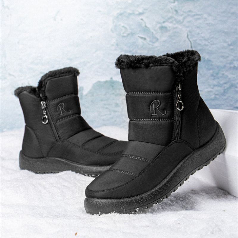 Botas De Nieve Cortas Para Mujer De Talla Grande Cómodas Impermeables Antideslizantes Con Cremallera Lateral