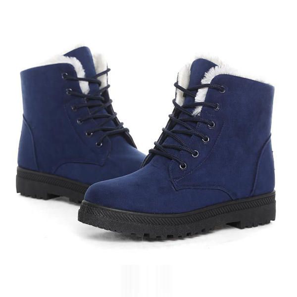 Botas De Nieve De Felpa Planas Cálidas De Invierno Para Mujer Botas Cortas Hasta El Tobillo