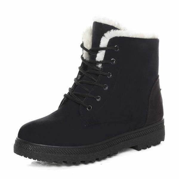 Botas De Nieve De Felpa Planas Cálidas De Invierno Para Mujer Botas Cortas Hasta El Tobillo