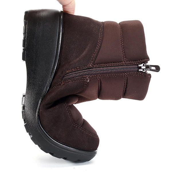 Botas De Nieve Forro De Piel Sintética Zapatos Con Cremallera Impermeables Para Mujer