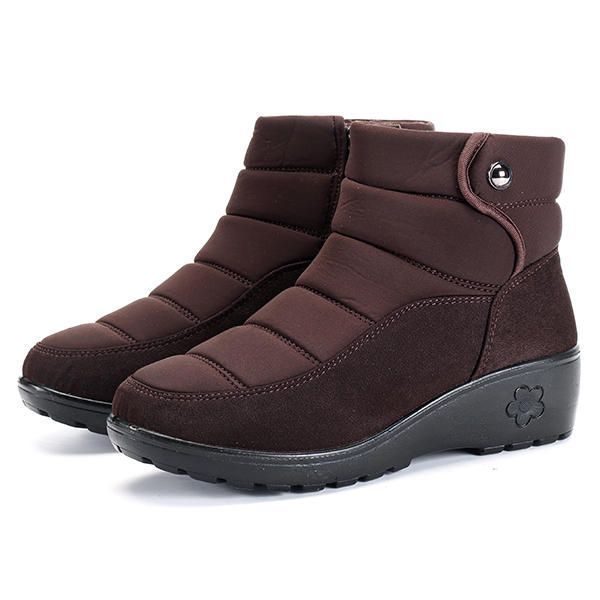 Botas De Nieve Forro De Piel Sintética Zapatos Con Cremallera Impermeables Para Mujer