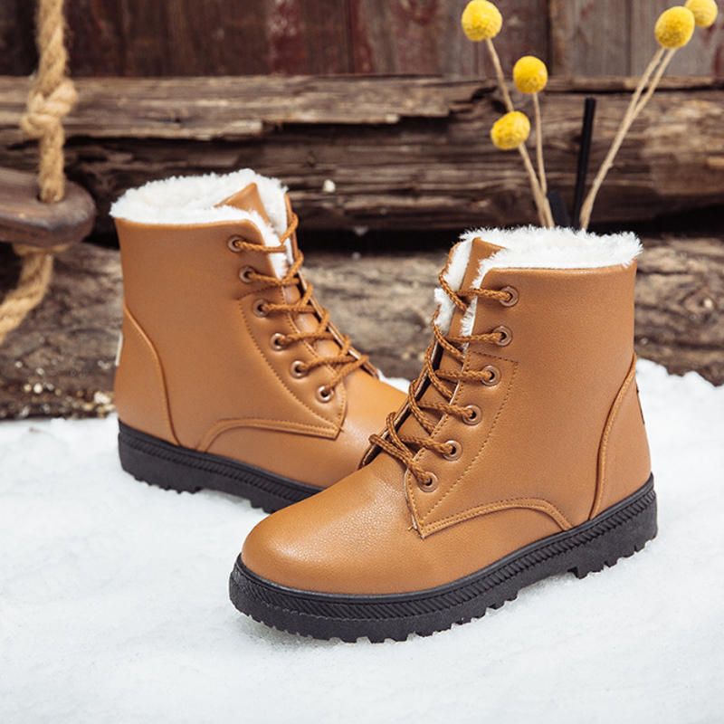 Botas De Nieve Informales Cómodas Para Mantener Calientes Con Forro De Piel Para Mujer