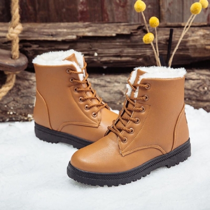 Botas De Nieve Informales Cómodas Para Mantener Calientes Con Forro De Piel Para Mujer