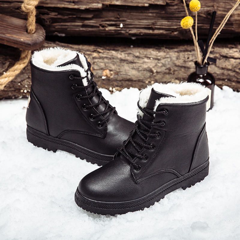 Botas De Nieve Informales Cómodas Para Mantener Calientes Con Forro De Piel Para Mujer