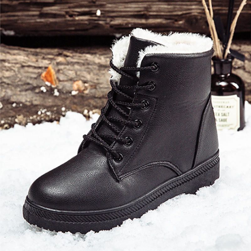 Botas De Nieve Informales Cómodas Para Mantener Calientes Con Forro De Piel Para Mujer