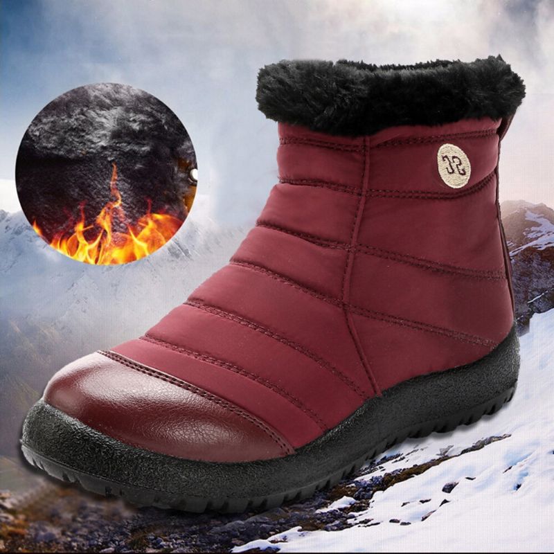 Botas De Nieve De Invierno Con Cremallera Impermeable De Gran Tamaño Con Forro Cálido Y Cómodo Para Mujer