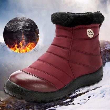 Botas De Nieve De Invierno Con Cremallera Impermeable De Gran Tamaño Con Forro Cálido Y Cómodo Para Mujer