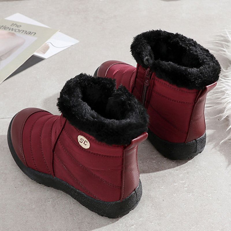 Botas De Nieve De Invierno Con Cremallera Impermeable De Gran Tamaño Con Forro Cálido Y Cómodo Para Mujer