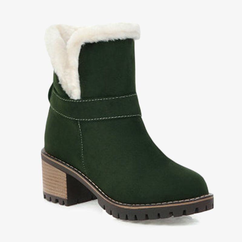 Botas De Nieve De Invierno Con Punta Redonda Cálida Con Forro De Felpa De Gamuza De Talla Grande Para Mujer