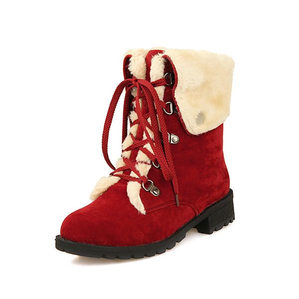 Botas De Nieve Invierno Mujer Mantener Abrigado Zapatos Planos Con Cordones