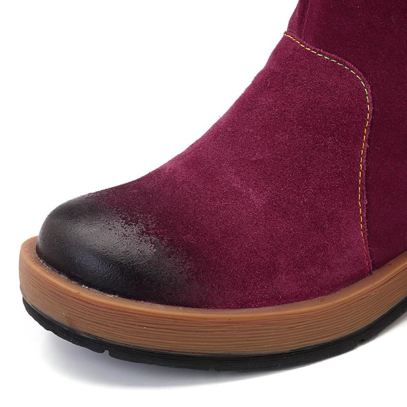 Botas De Nieve De Invierno Para Mujer Botas De Cuero Genuino Mullidas Con Forro Cálido