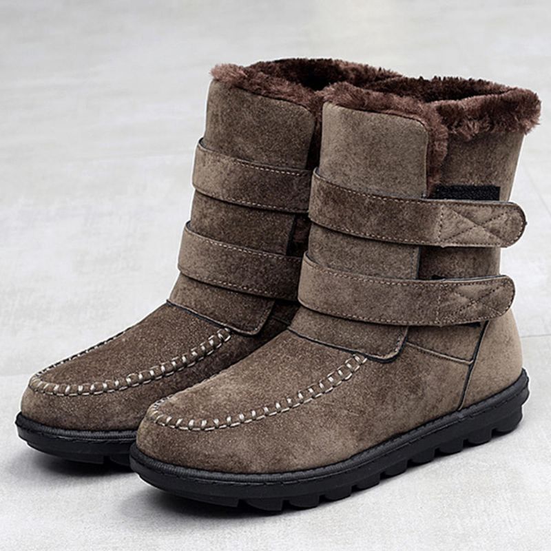 Botas De Nieve Para Mujer Zapatos Casuales Con Forro De Piel Con Lazo De Gancho