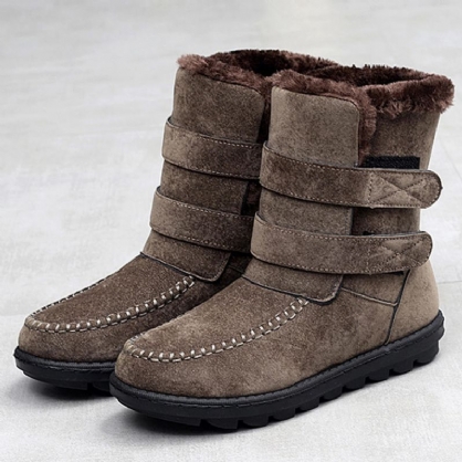 Botas De Nieve Para Mujer Zapatos Casuales Con Forro De Piel Con Lazo De Gancho