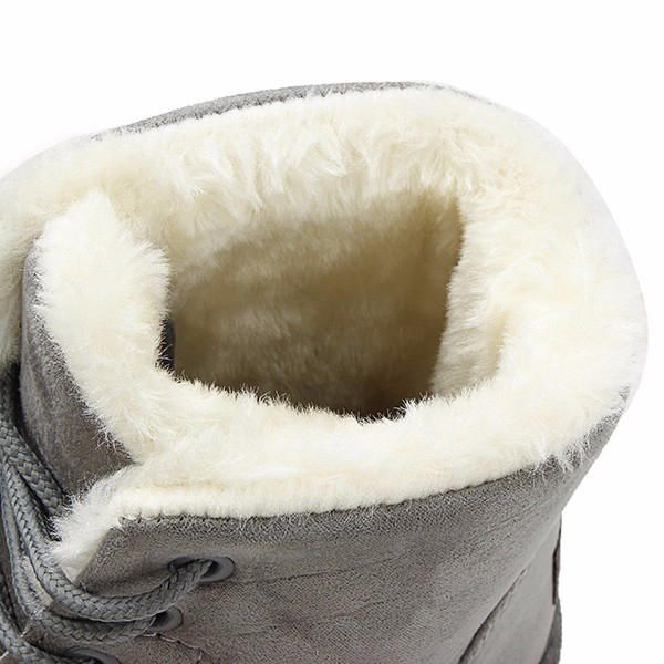 Botas De Nieve De Tobillo De Invierno Zapatos Con Forro De Piel Cálida De Gamuza Plana Con Cordones