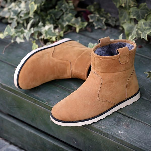 Botas Para La Nieve Con Forro De Piel De Invierno Para Hombre Zapatos Planos Informales De Alta Calidad Para Exteriores De Algodón