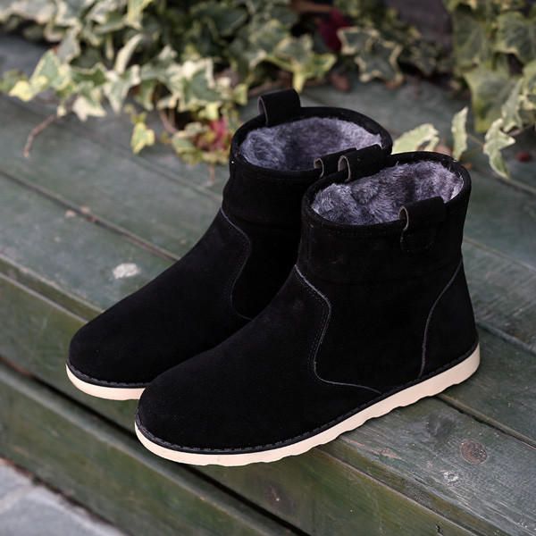 Botas Para La Nieve Con Forro De Piel De Invierno Para Hombre Zapatos Planos Informales De Alta Calidad Para Exteriores De Algodón