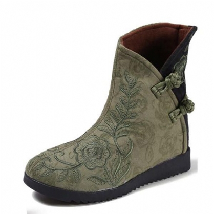 Botas De Tela De Algodón Bordadas Para Mujer Zapatos Casuales De Flores