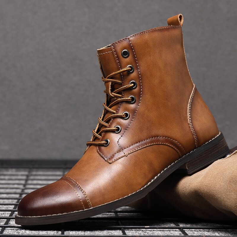 Botas De Vestir Formales De Cuero Con Punta De Casquillo Estilo Británico Hecho A Mano Retro Para Hombre