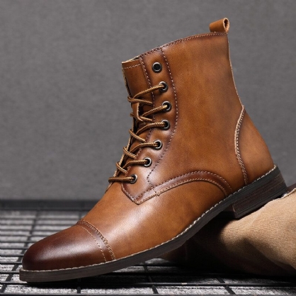 Botas De Vestir Formales De Cuero Con Punta De Casquillo Estilo Británico Hecho A Mano Retro Para Hombre