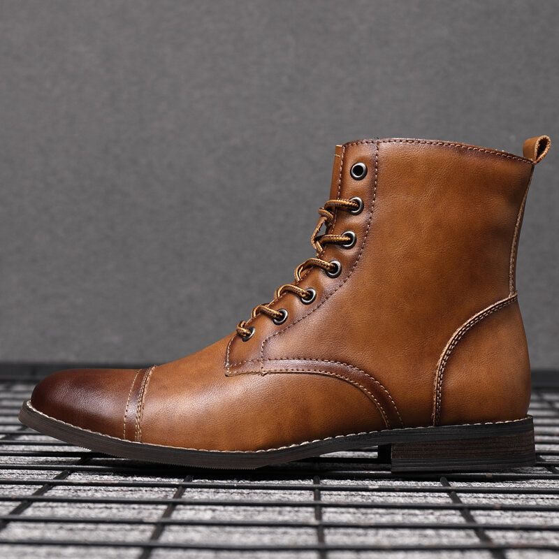 Botas De Vestir Formales De Cuero Con Punta De Casquillo Estilo Británico Hecho A Mano Retro Para Hombre