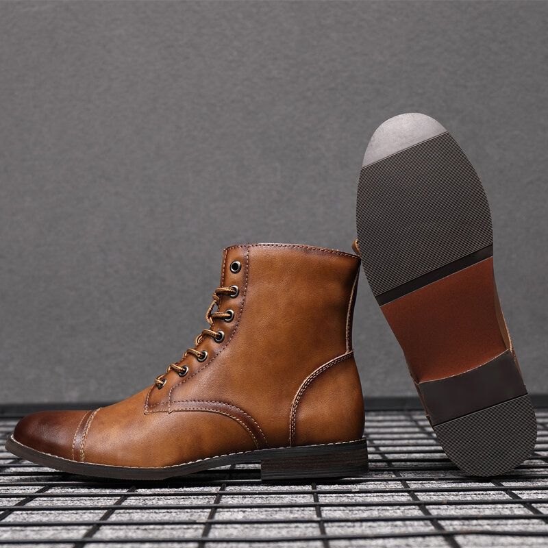 Botas De Vestir Formales De Cuero Con Punta De Casquillo Estilo Británico Hecho A Mano Retro Para Hombre