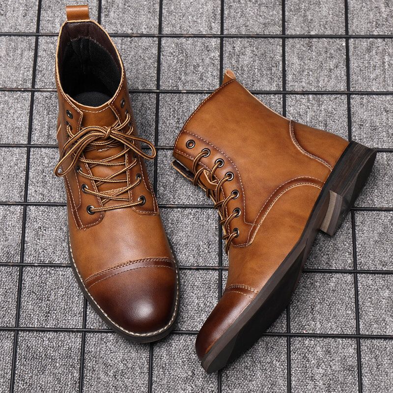 Botas De Vestir Formales De Cuero Con Punta De Casquillo Estilo Británico Hecho A Mano Retro Para Hombre