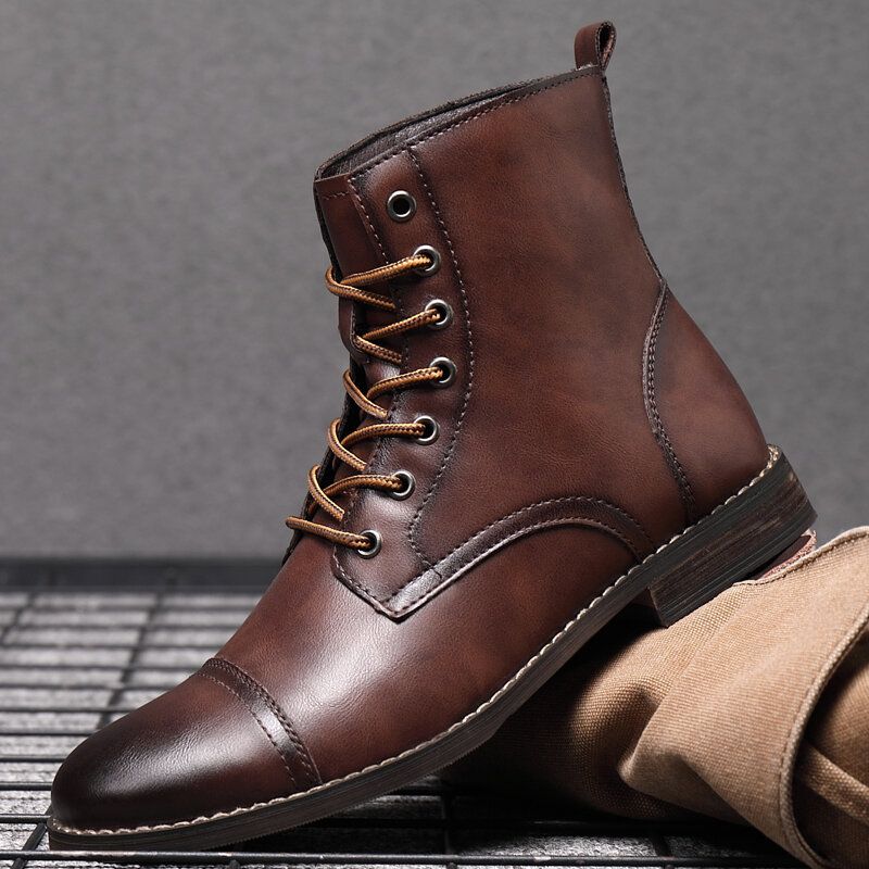 Botas De Vestir Formales De Cuero Con Punta De Casquillo Estilo Británico Hecho A Mano Retro Para Hombre