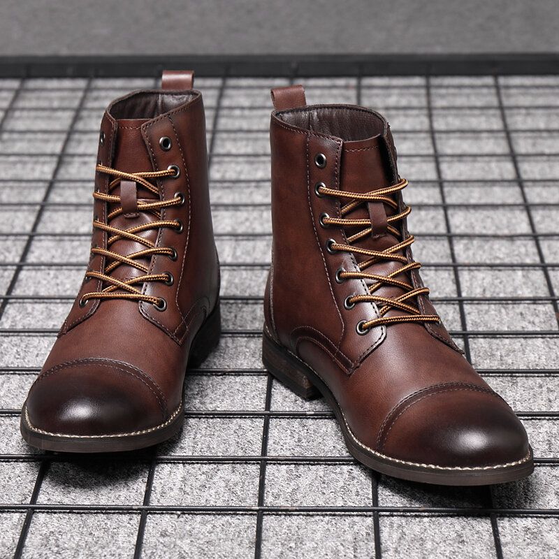 Botas De Vestir Formales De Cuero Con Punta De Casquillo Estilo Británico Hecho A Mano Retro Para Hombre