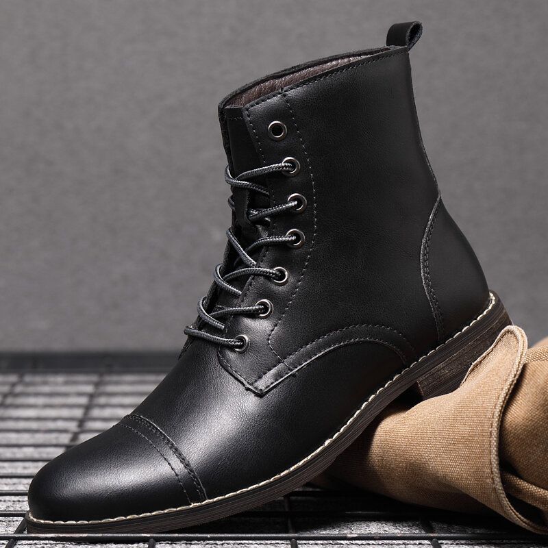 Botas De Vestir Formales De Cuero Con Punta De Casquillo Estilo Británico Hecho A Mano Retro Para Hombre