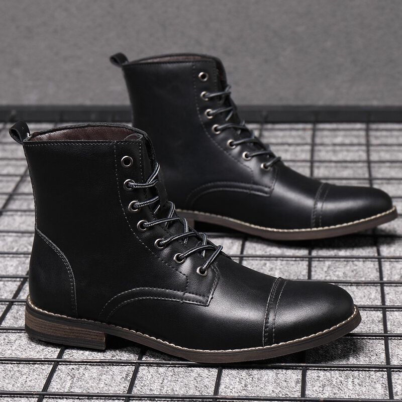 Botas De Vestir Formales De Cuero Con Punta De Casquillo Estilo Británico Hecho A Mano Retro Para Hombre