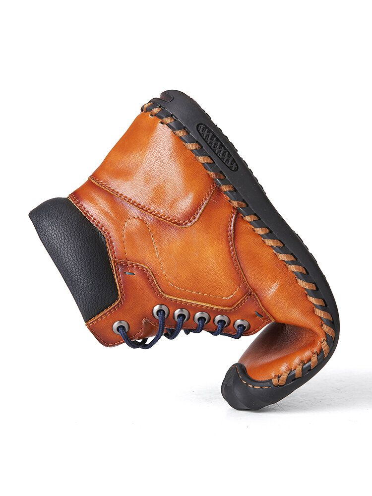 Botines Casuales Con Punta De Goma Para Hombre Cómodos Y Resistentes Al Deslizamiento Cosidos A Mano Suaves