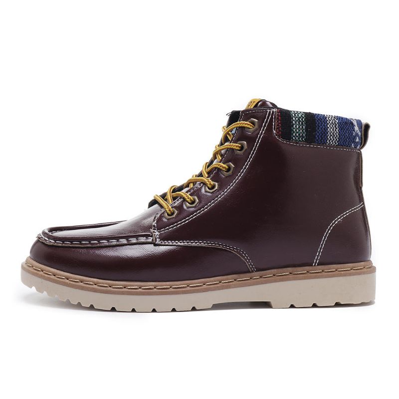 Botines Casuales De Cuero Suave Para Hombre Botas Con Cordones