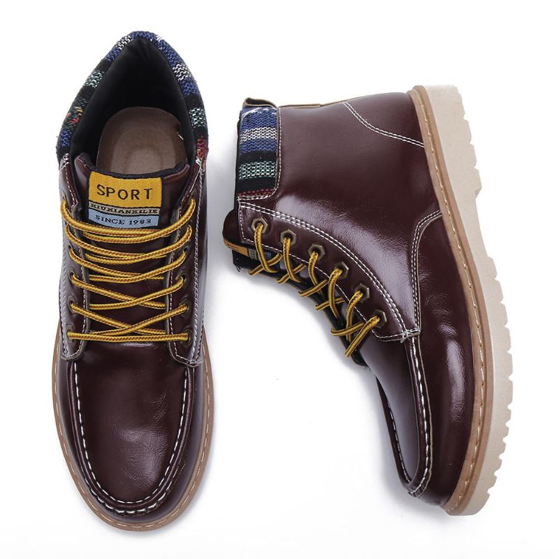 Botines Casuales De Cuero Suave Para Hombre Botas Con Cordones