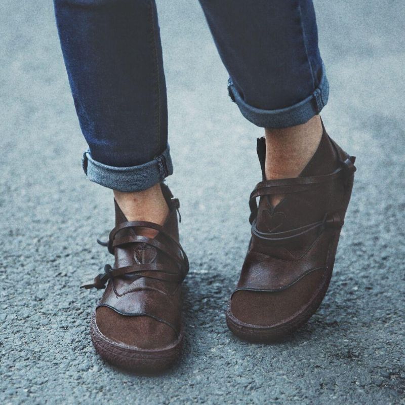 Botines Cómodos Con Tiras Y Costura De Suela Suave Retro Para Mujer