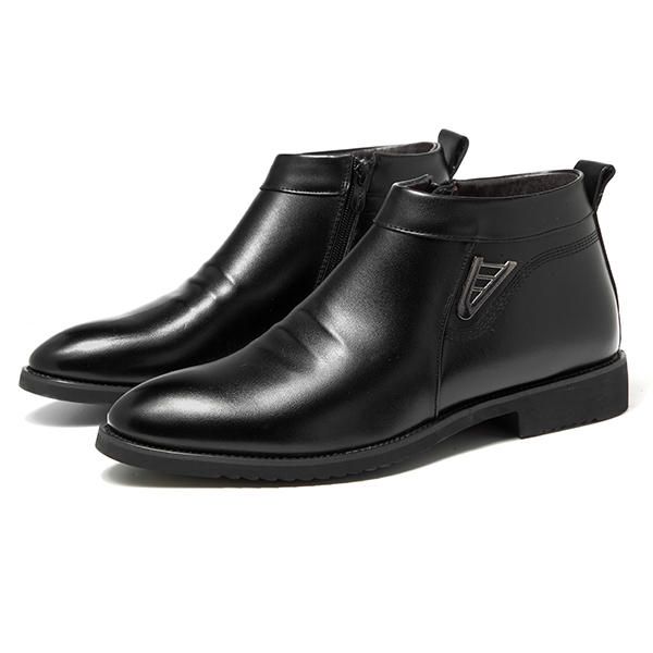 Botines Con Forro De Piel Con Cremallera Lateral De Cuero Para Hombre