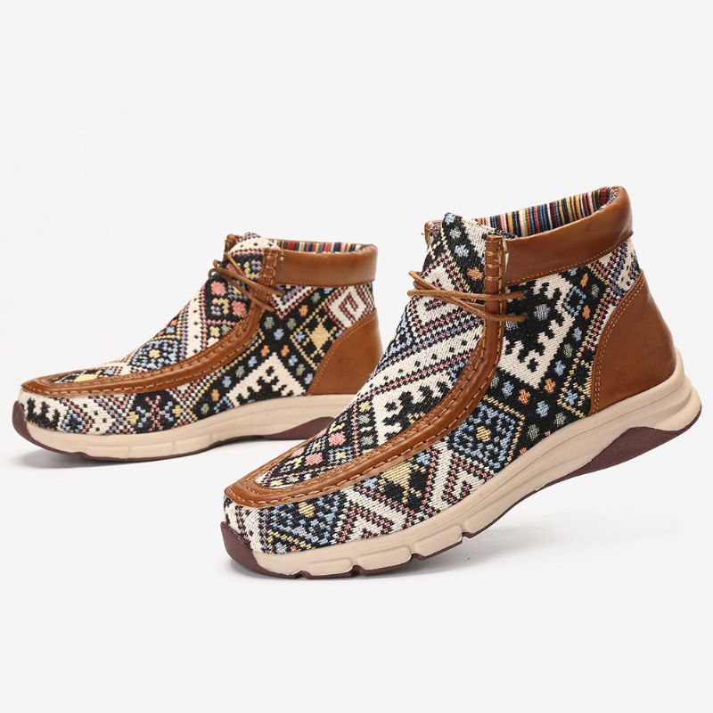 Botines Cortos Vintage Con Costura Informal De Mujer Folkways